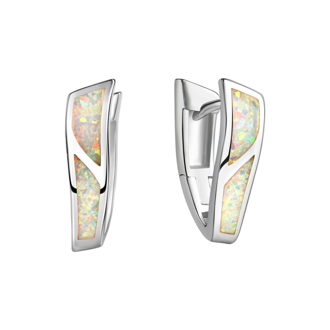 Schmuck Klappcreolen Ohrringe Damen 925-Sterling Silber rhodiniert synth. Opal weiß 1,8cm günstig kaufen