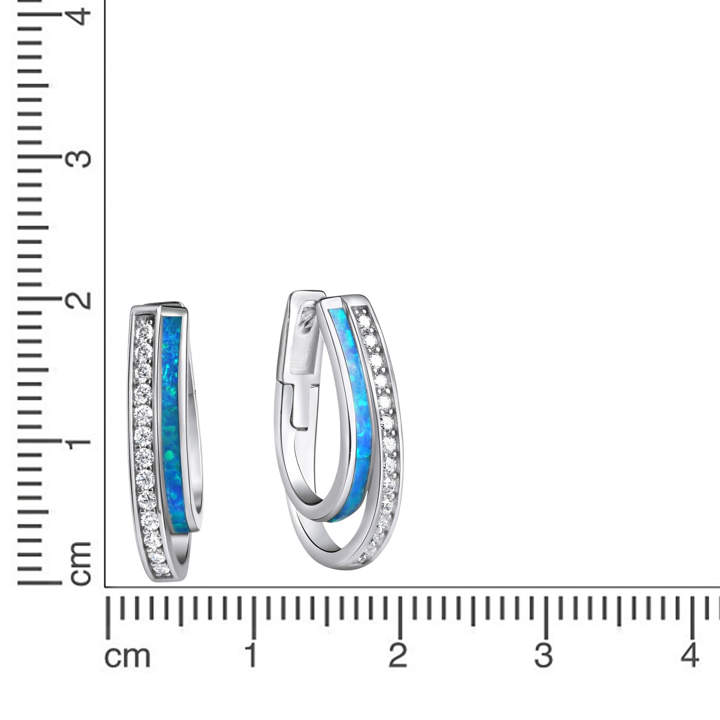 Klappcreolen 925/- Sterling Silber rhodiniert 2,1cm Zirkonia