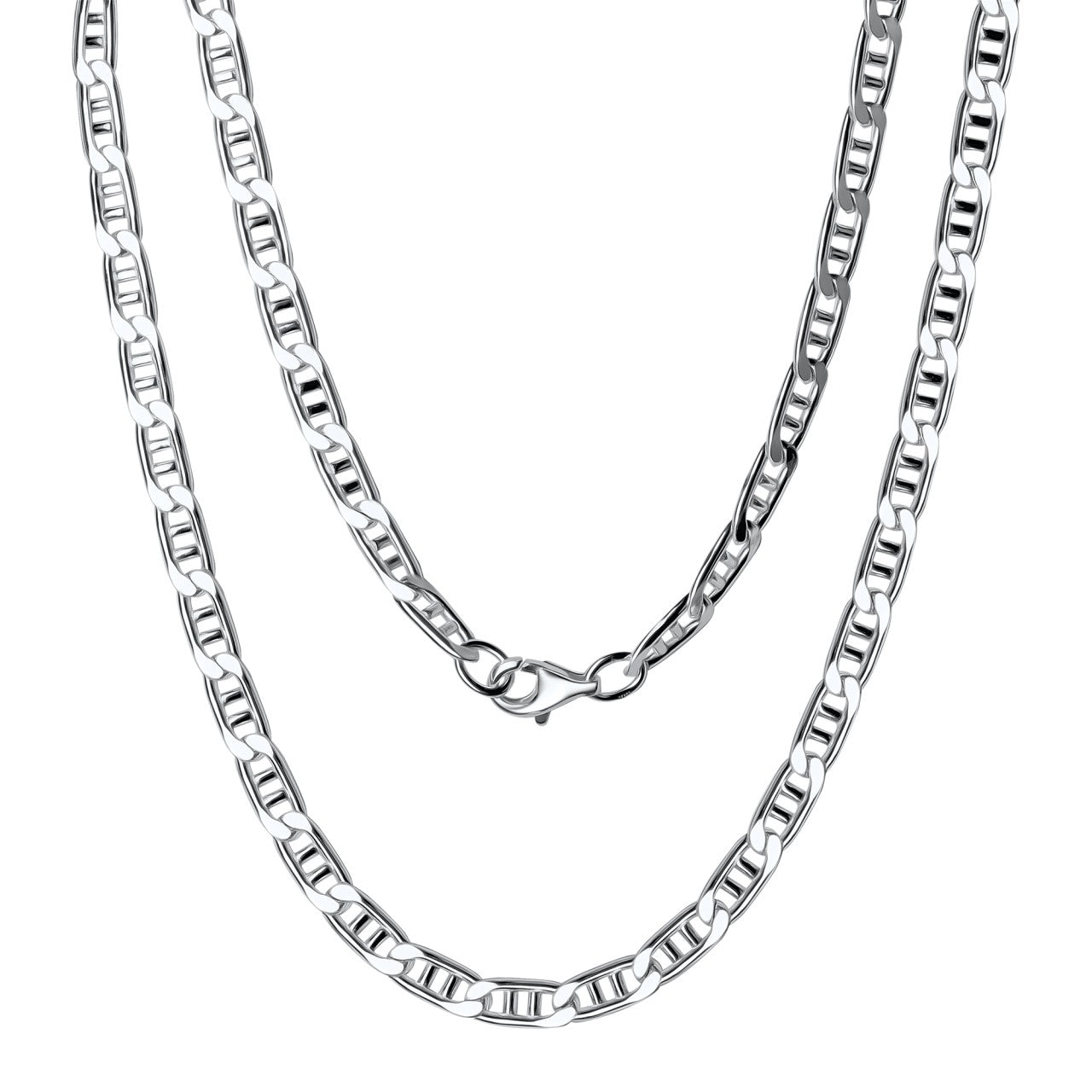 Schmuck Collier Damen 925er Sterling Silber weiß Doppel-Stegpanzerkette 50cm günstig kaufen