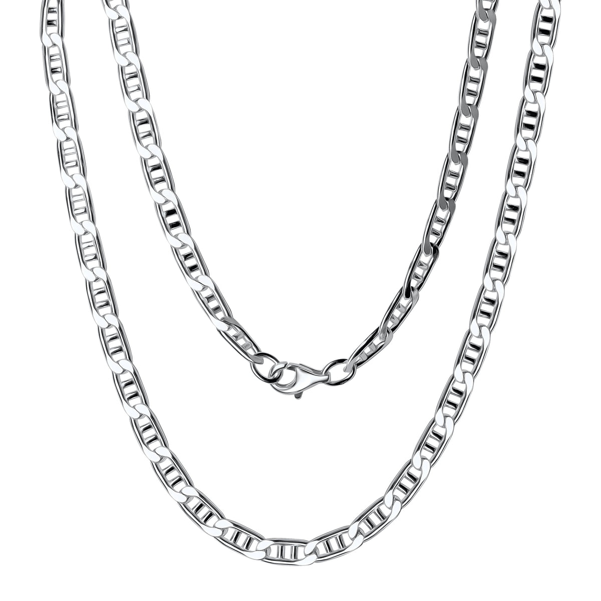 Collier Stegpanzerkette 925/- Sterling Silber versilbert 60cm