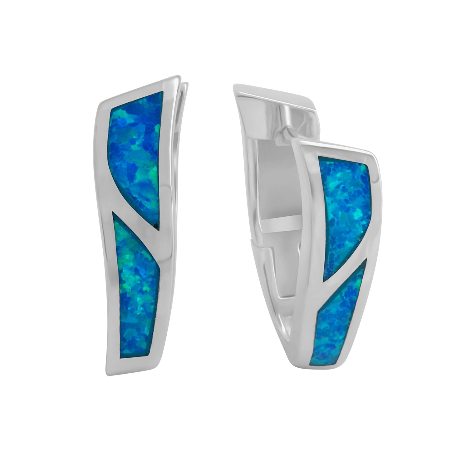 Klappcreolen 925/- Sterling Silber rhodiniert 1,8cm synth. Opal