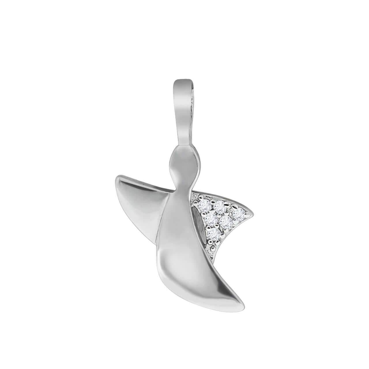 Schmuck Halsketten-Anhänger Damen 925er Sterling Silber rhodiniert Engel Zirkonia weiß 2,1cm günstig kaufen