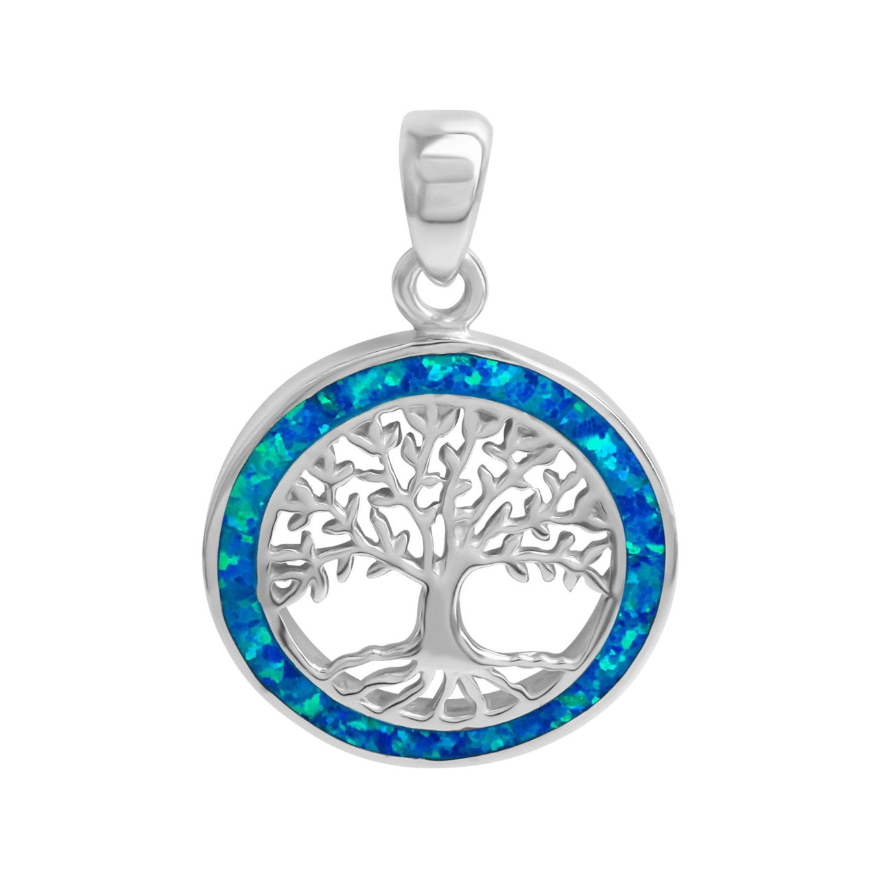 Schmuck Halsketten-Anhänger Damen 925er Sterling Silber rhodiniert synth. Opal blau 3,0cm günstig kaufen