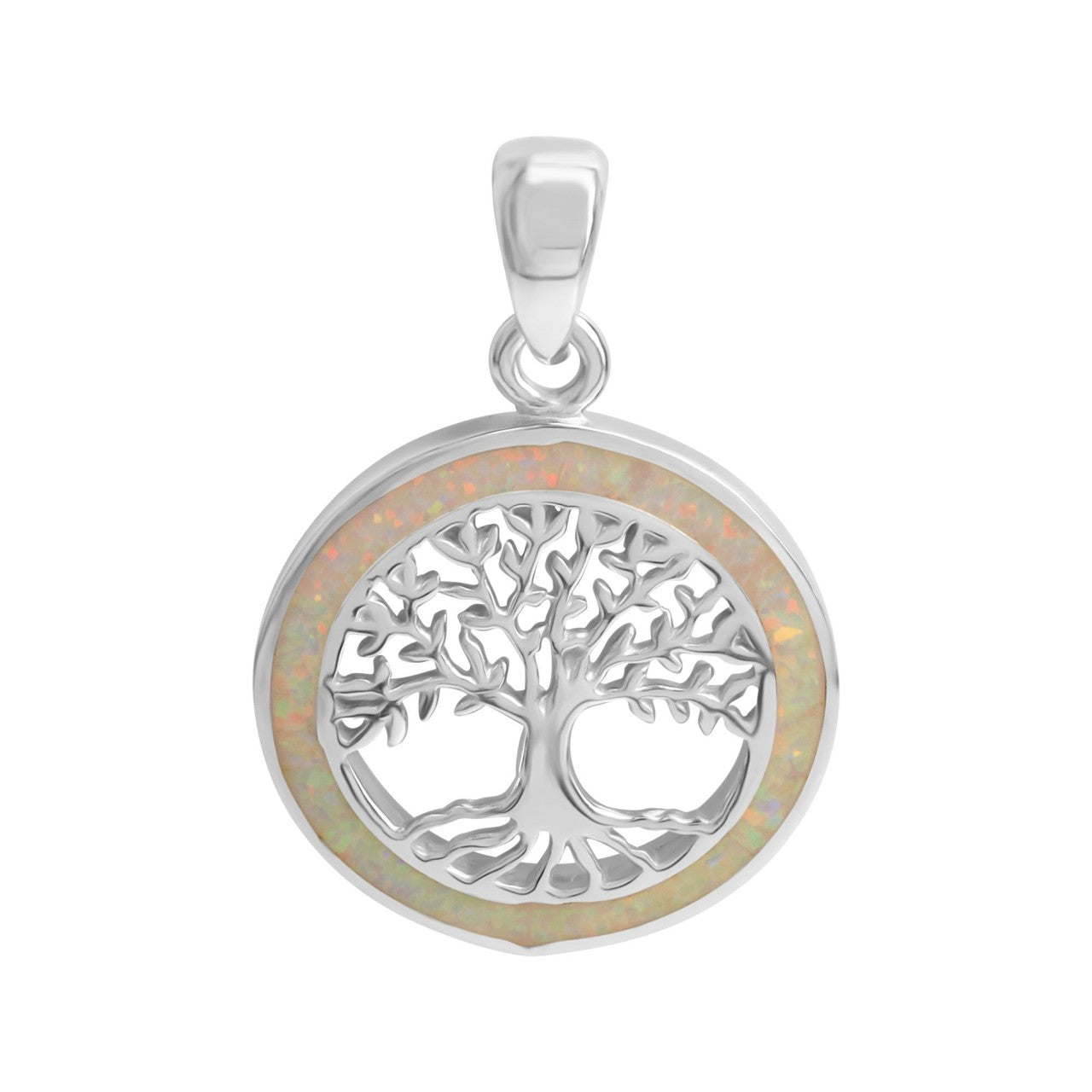 Schmuck Halsketten-Anhänger Damen 925er Sterling Silber rhodiniert synth. Opal weiß 3,0cm günstig kaufen