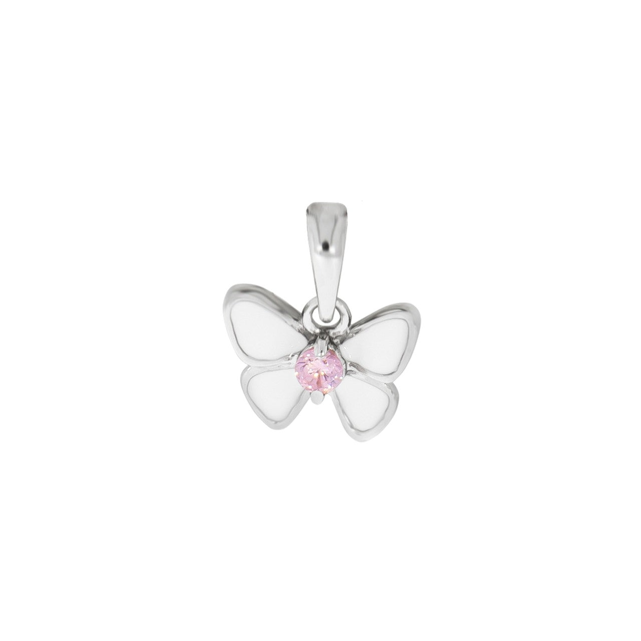 Schmuck Halsketten-Anhänger Damen 925er Sterling Silber rhodiniert Schmetterling Zirkonia pink 1,2cm günstig kaufen