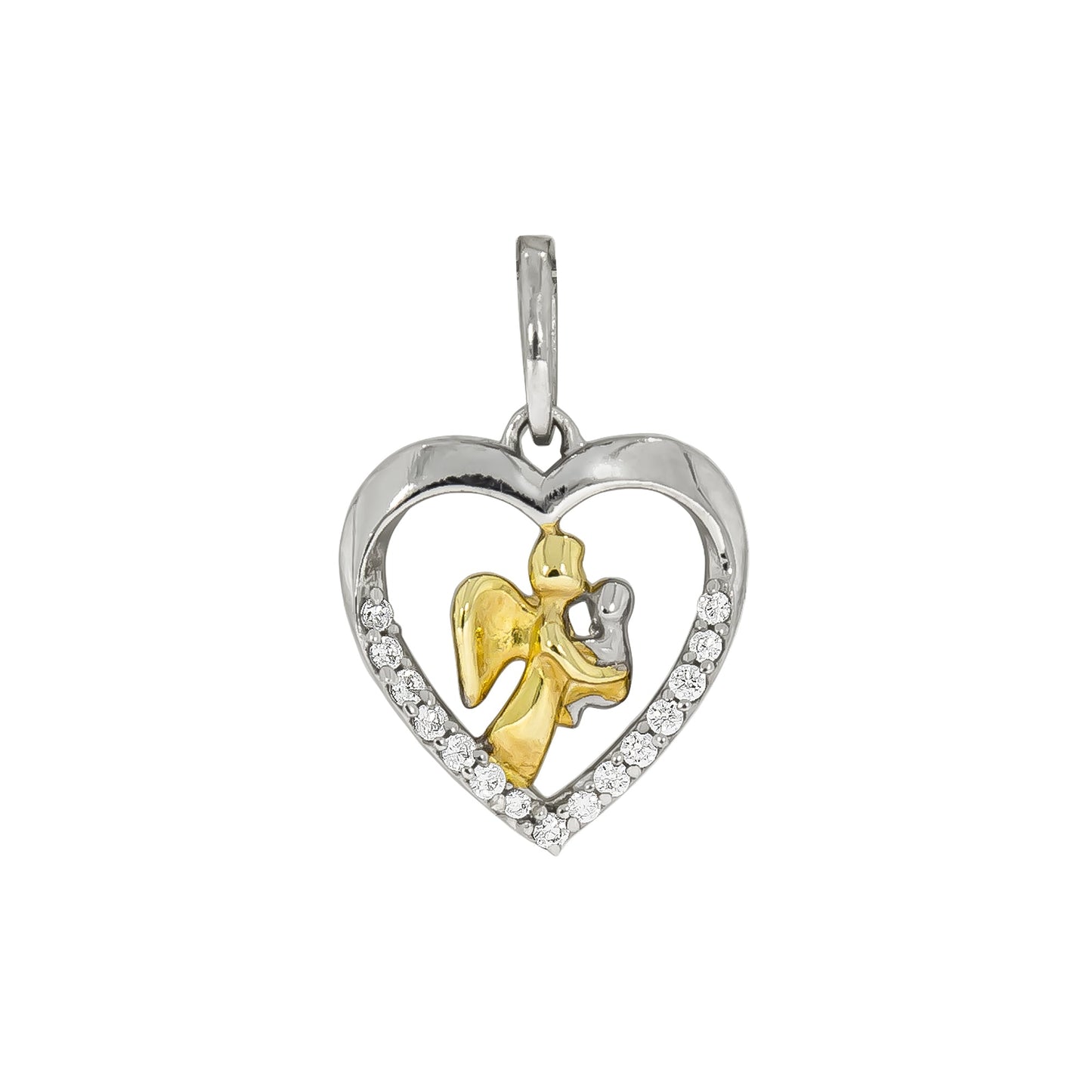 Anhänger 925/- Sterling Silber vergoldet (teil) 2,2cm Zirkonia