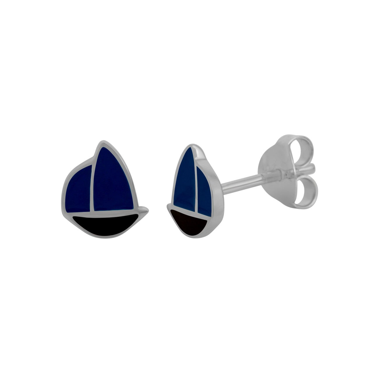 Schmuck Ohrstecker Damen 925er Sterling Silber rhodiniert Schiff Lack blau 0,7cm, 1 Paar günstig kaufen