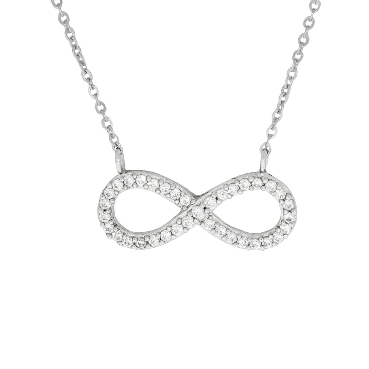 Schmuck Collier Damen 925er Sterling Silber rhodiniert Infinity mit Zirkonia 42+3cm günstig kaufen
