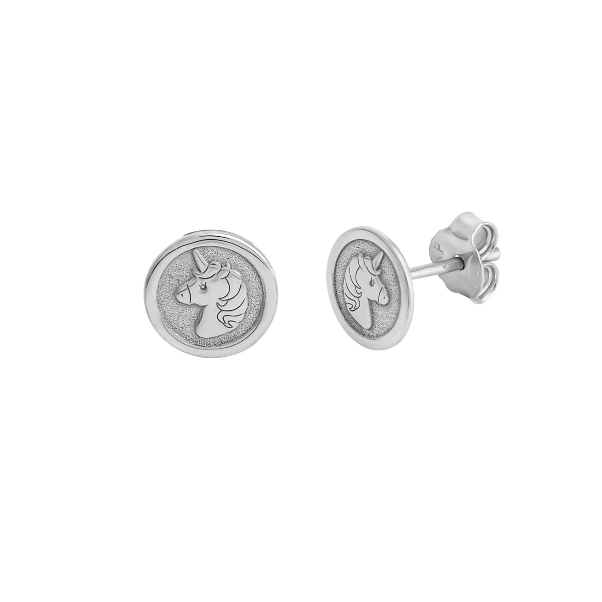 Ohrstecker aus 925/- Sterling Silber rhodiniert Motiv Einhorn
