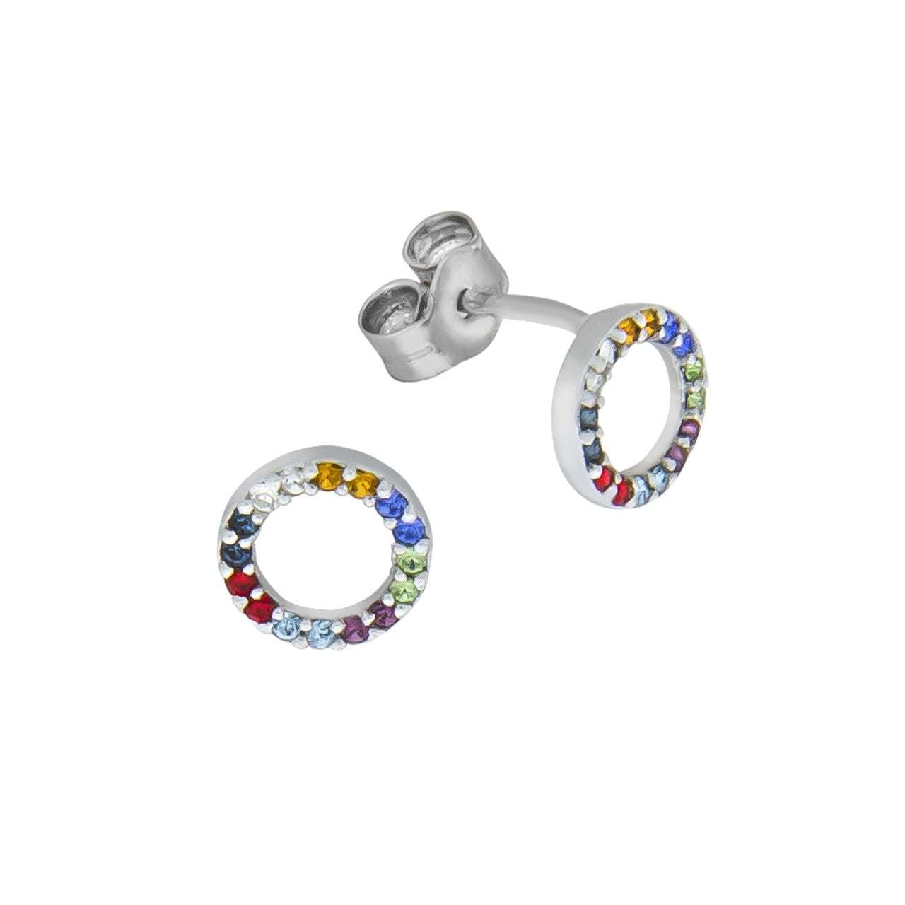 Schmuck Ohrstecker Damen 925er Sterling Silber rhodiniert Kristall bunt, 1 Paar günstig kaufen