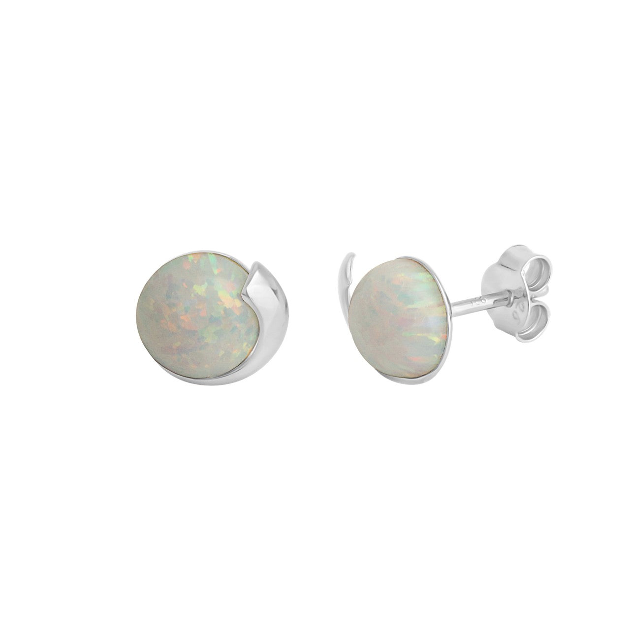 Schmuck Ohrstecker Damen 925er Sterling Silber rhodiniert imit. Opal weiß, 1 Paar günstig kaufen