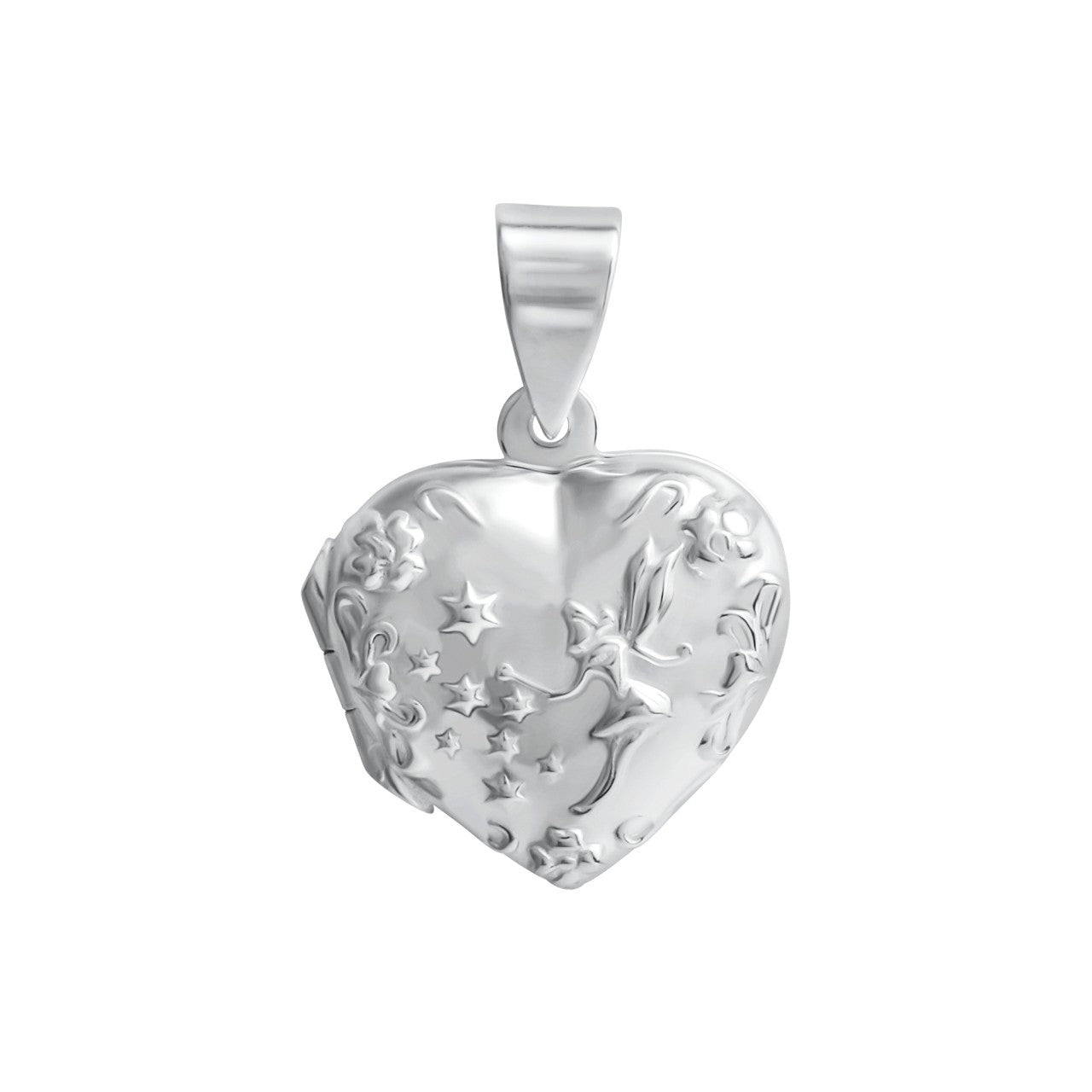 Schmuck Halsketten-Anhänger Damen 925er Sterling Silber weiß Medaillon Herz 2,4cm günstig kaufen