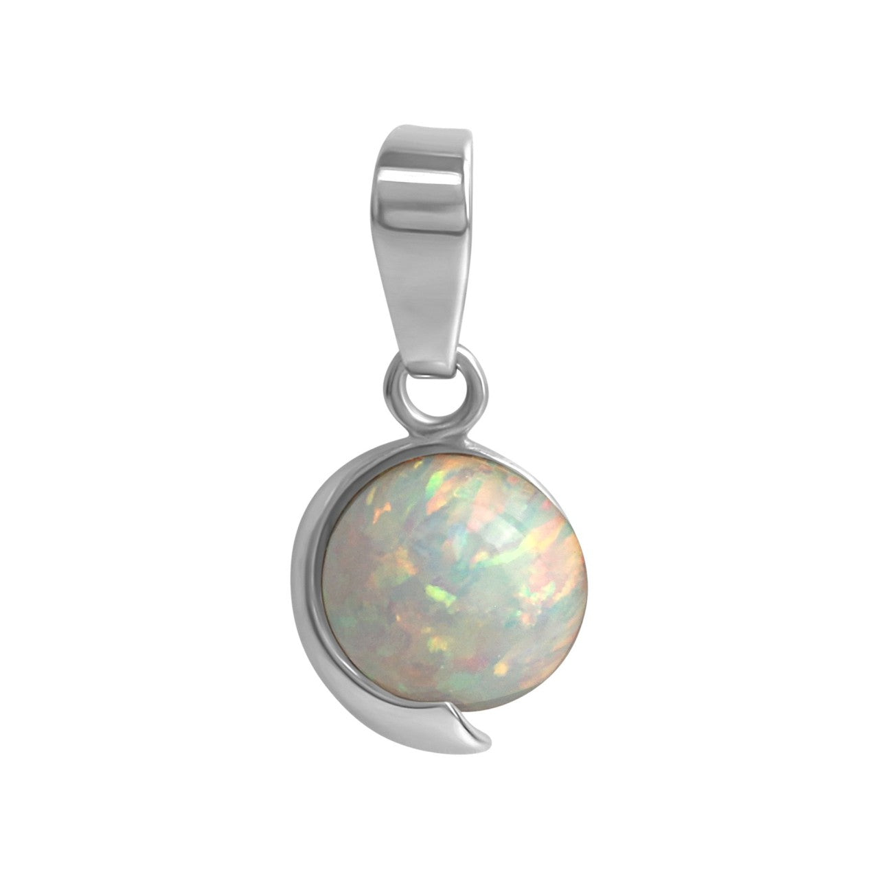 Schmuck Halsketten-Anhänger Damen 925er Sterling Silber rhodiniert imit. Opal weiß 1,8cm günstig kaufen