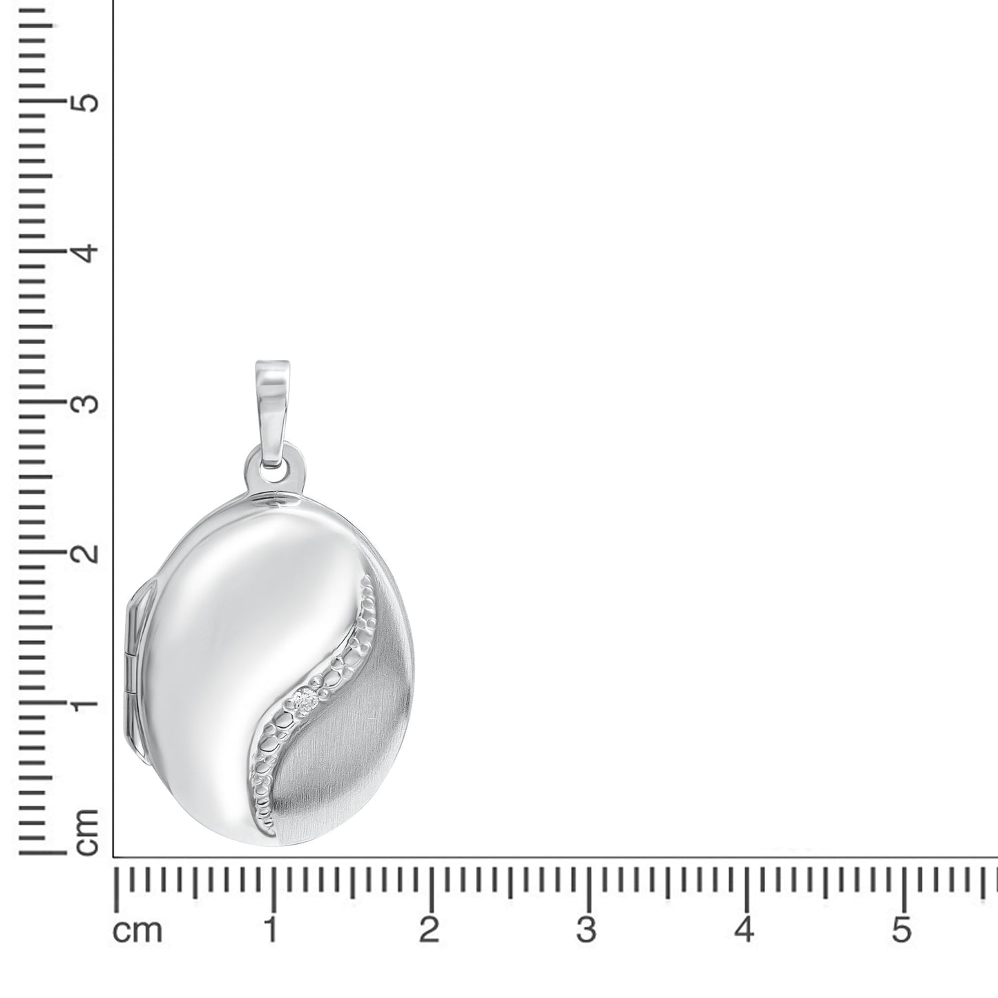 Medaillon 925/- Sterling Silber rhodiniert 2,9cm Zirkonia