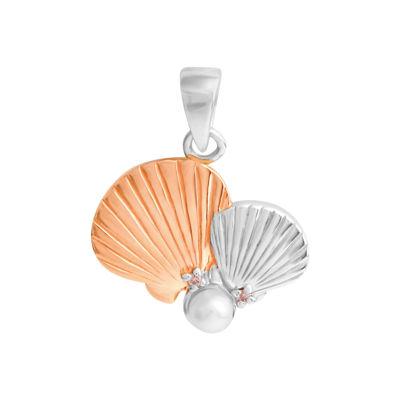 Schmuck Halsketten-Anhänger Damen 925er Sterling Silber rhodiniert teils rot vergoldet Muschel 1,8cm günstig kaufen