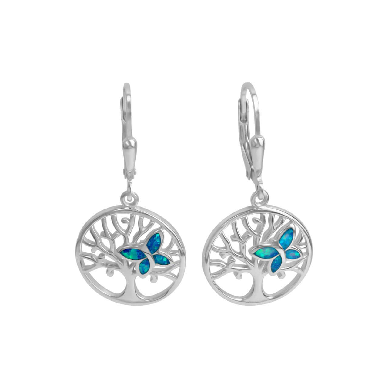 Schmuck Ohrhänger Ohrringe 925er Sterling Silber rhodiniert synth. Opal blau 3,3cm, 1 Paar günstig kaufen