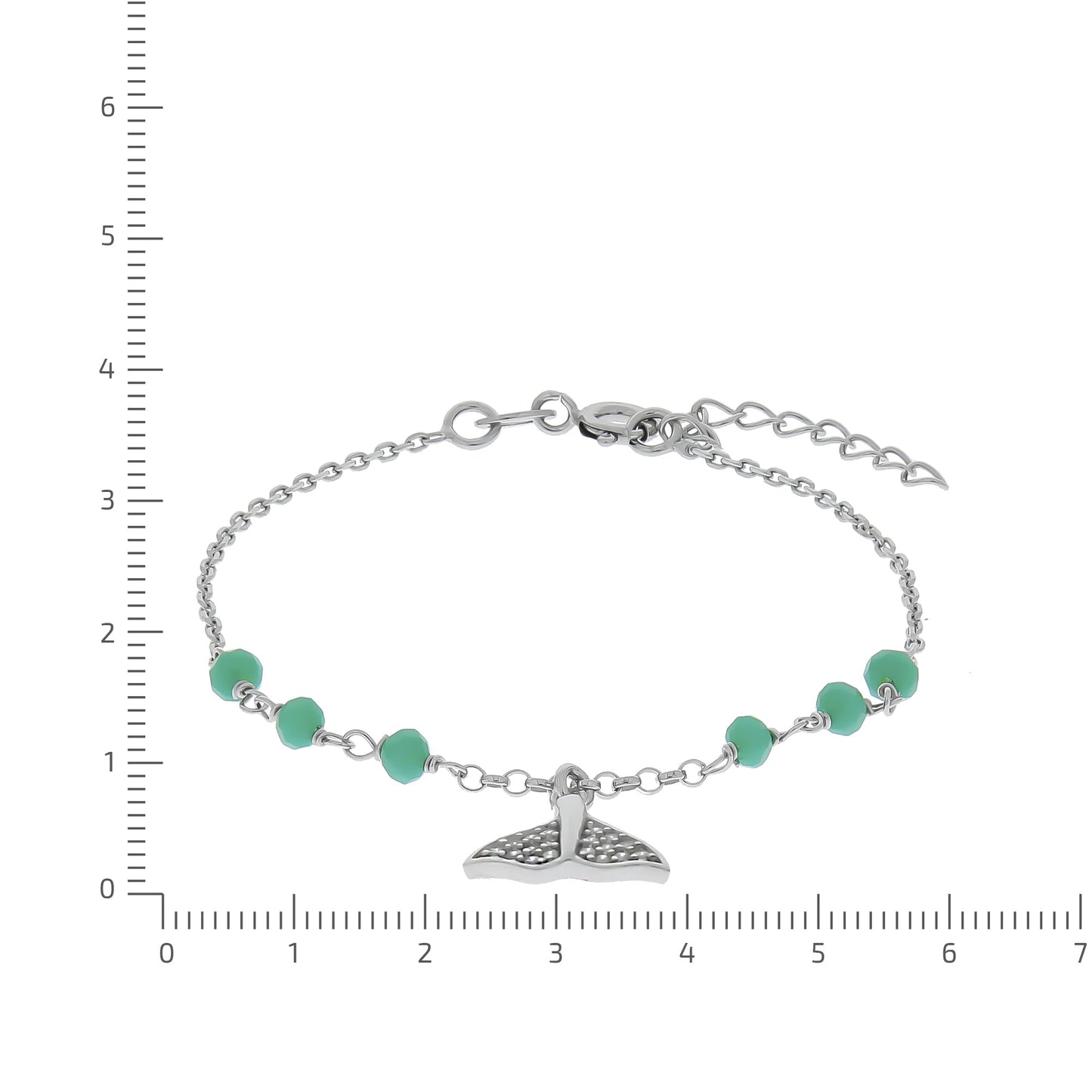 Fußkette Ankerkette 925/- Sterling Silber rhodiniert 26,0cm Glasstein
