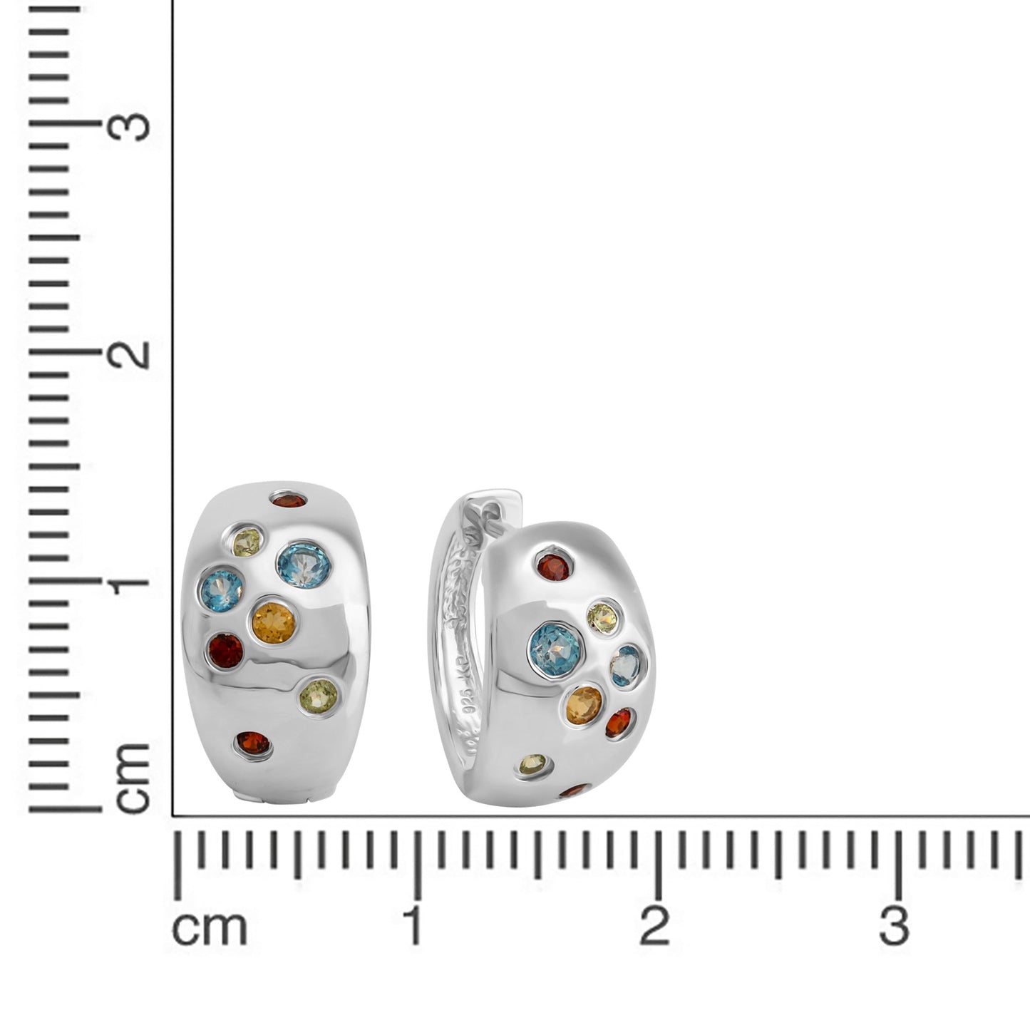 Creolen 925/- Sterling Silber rhodiniert 1,6cm Blautopas beh.