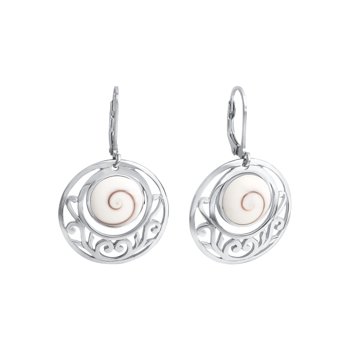 Ohrhänger 925/- Sterling Silber rhodiniert 3,7cm Muschel