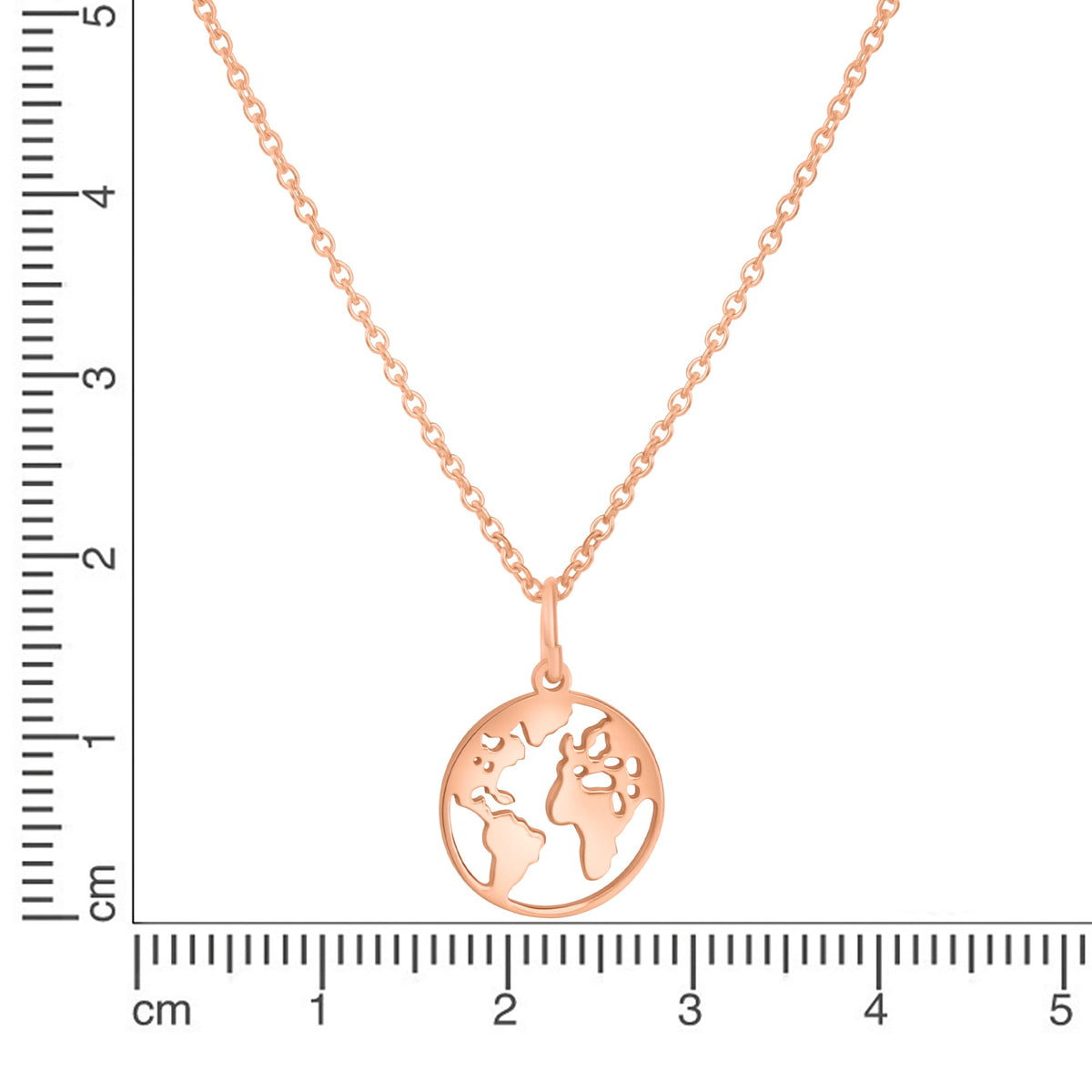 Anhänger mit Kette aus 925/- Sterling Silber rotvergoldet Motiv Erde Ø 15mm