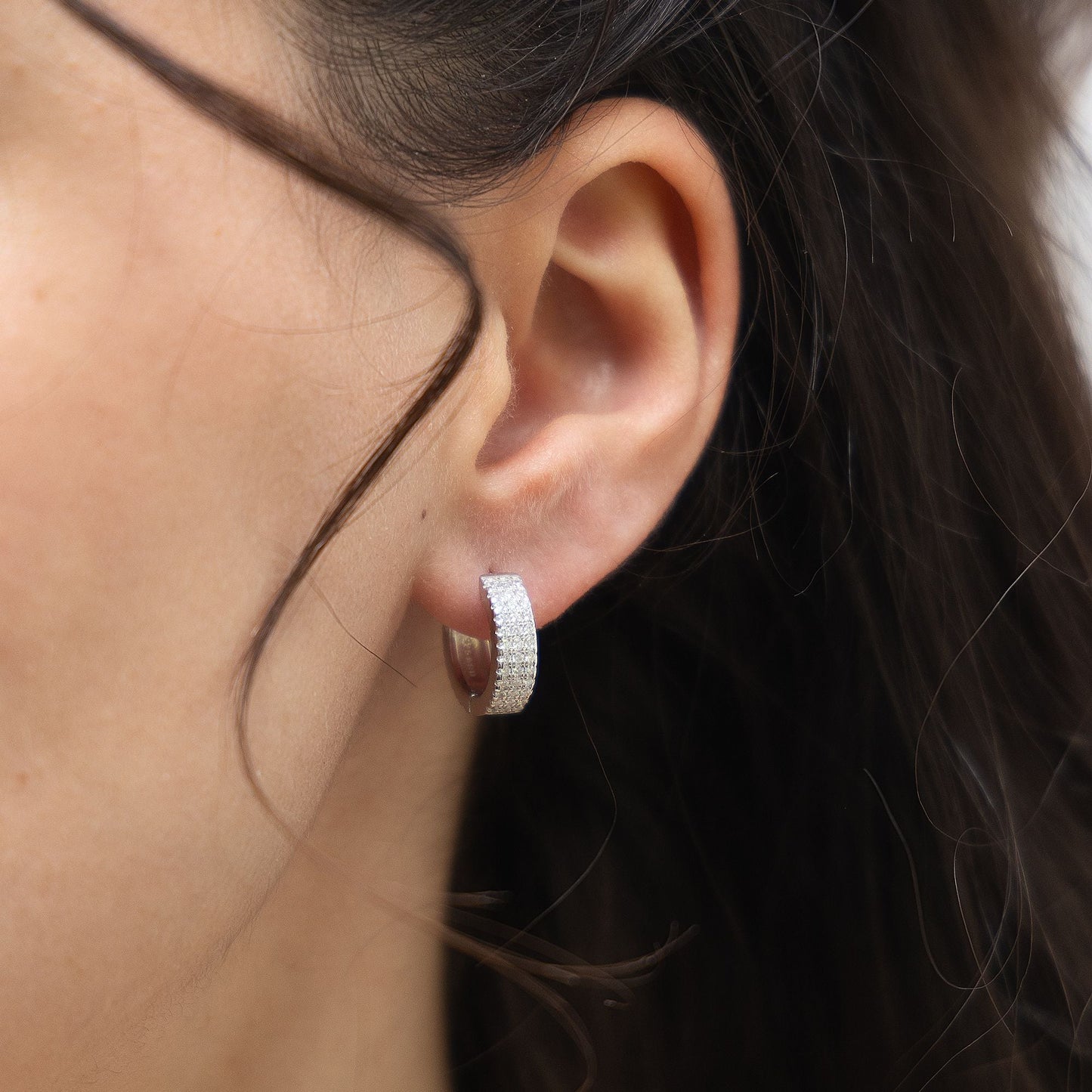Ohrringe 925/- Sterling Silber rhodiniert 1,6cm Zirkonia