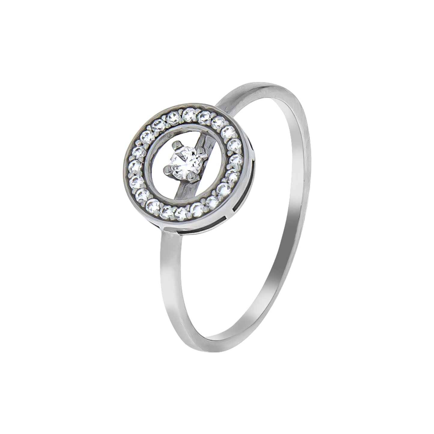 Ring aus 925 Silber rhodiniert mit Zirkonia Ringkopf ist 7mm breit