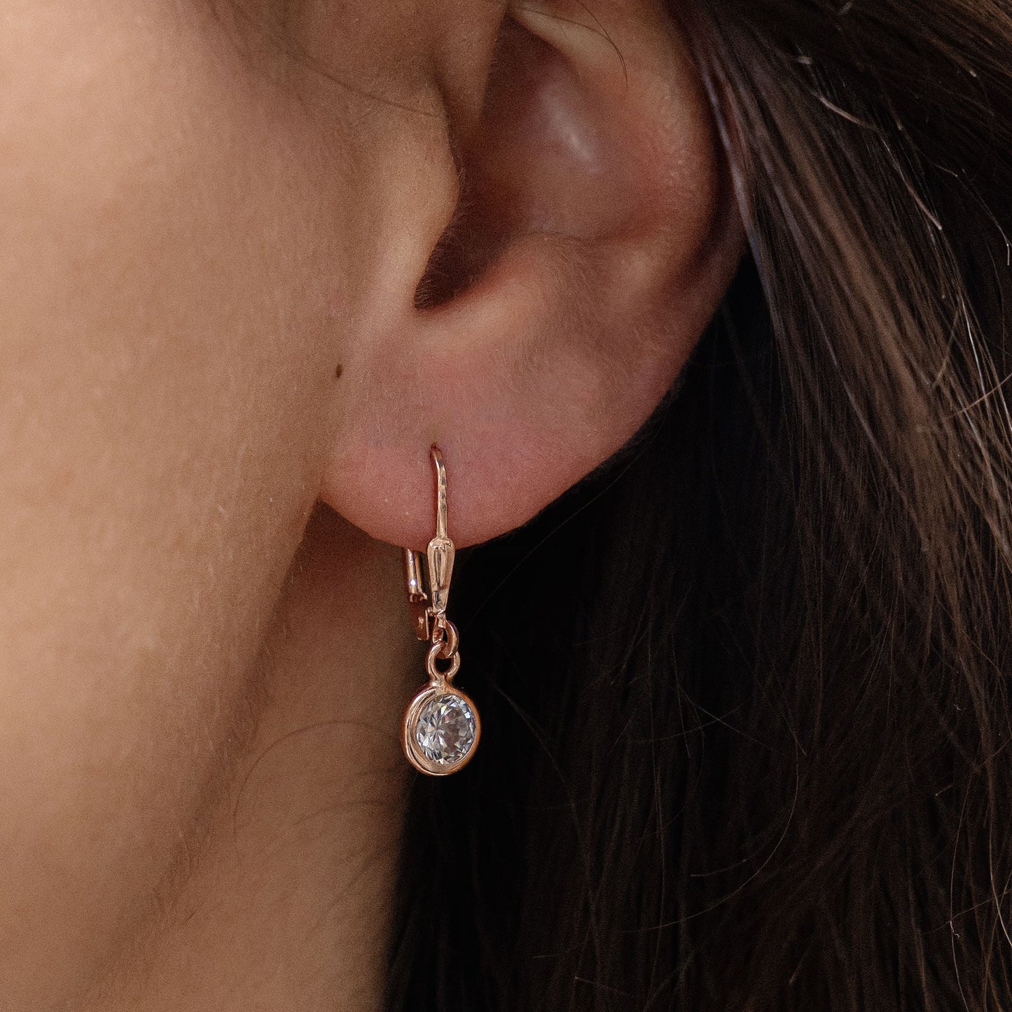 Ohrringe 925/- Sterling Silber rotvergoldet 2,5cm Zirkonia