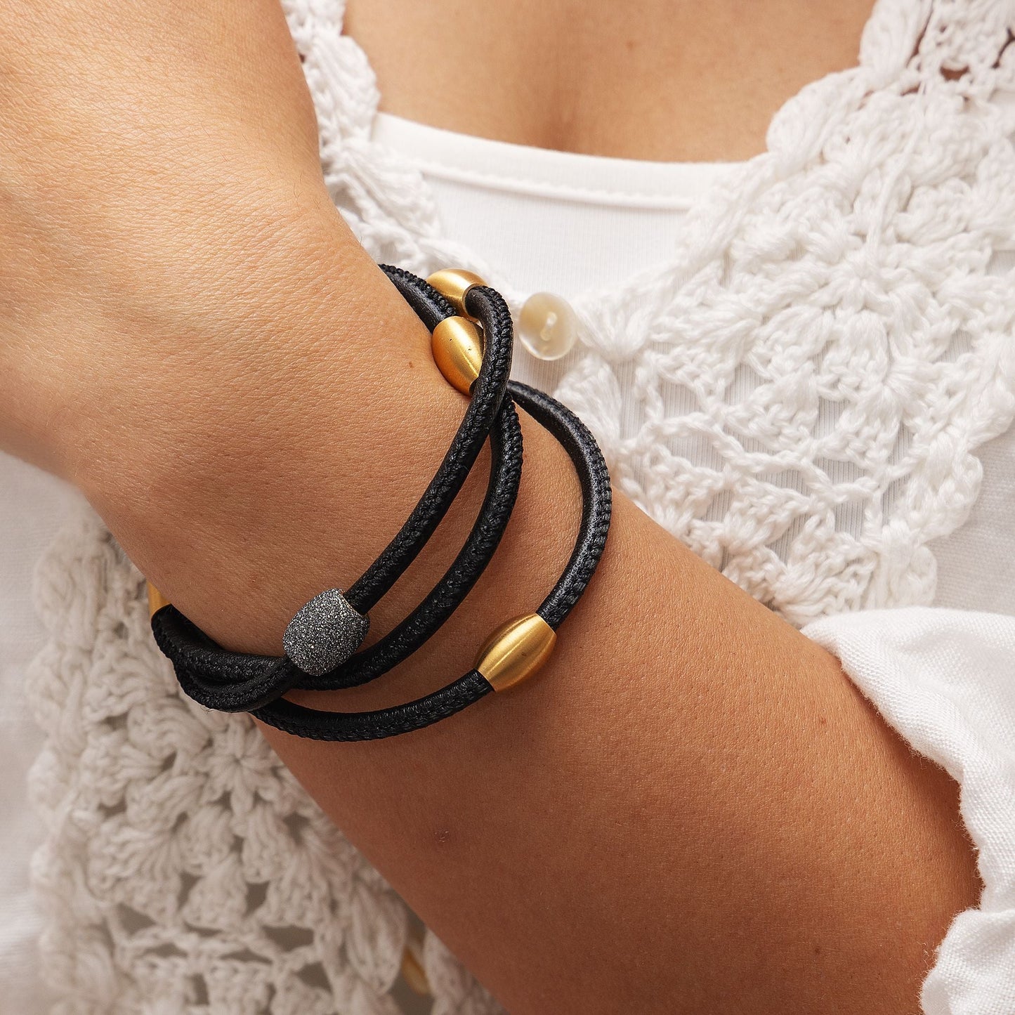 Armband Lederband Edelstahl 20cm
