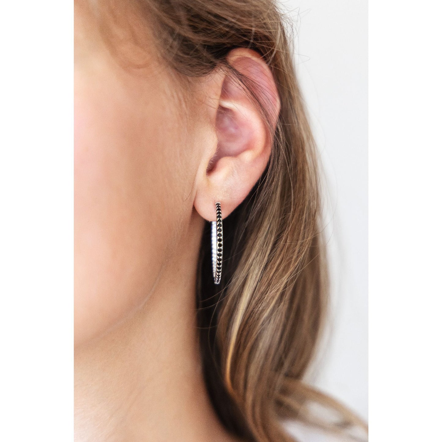 Ohrringe 925/- Sterling Silber rhodiniert 3cm Zirkonia