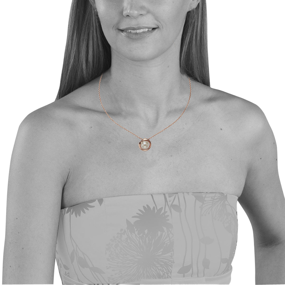 Anhänger mit Kette Ankerkette 925/- Sterling Silber rotvergoldet 46,0cm Süßwasserzuchtperle