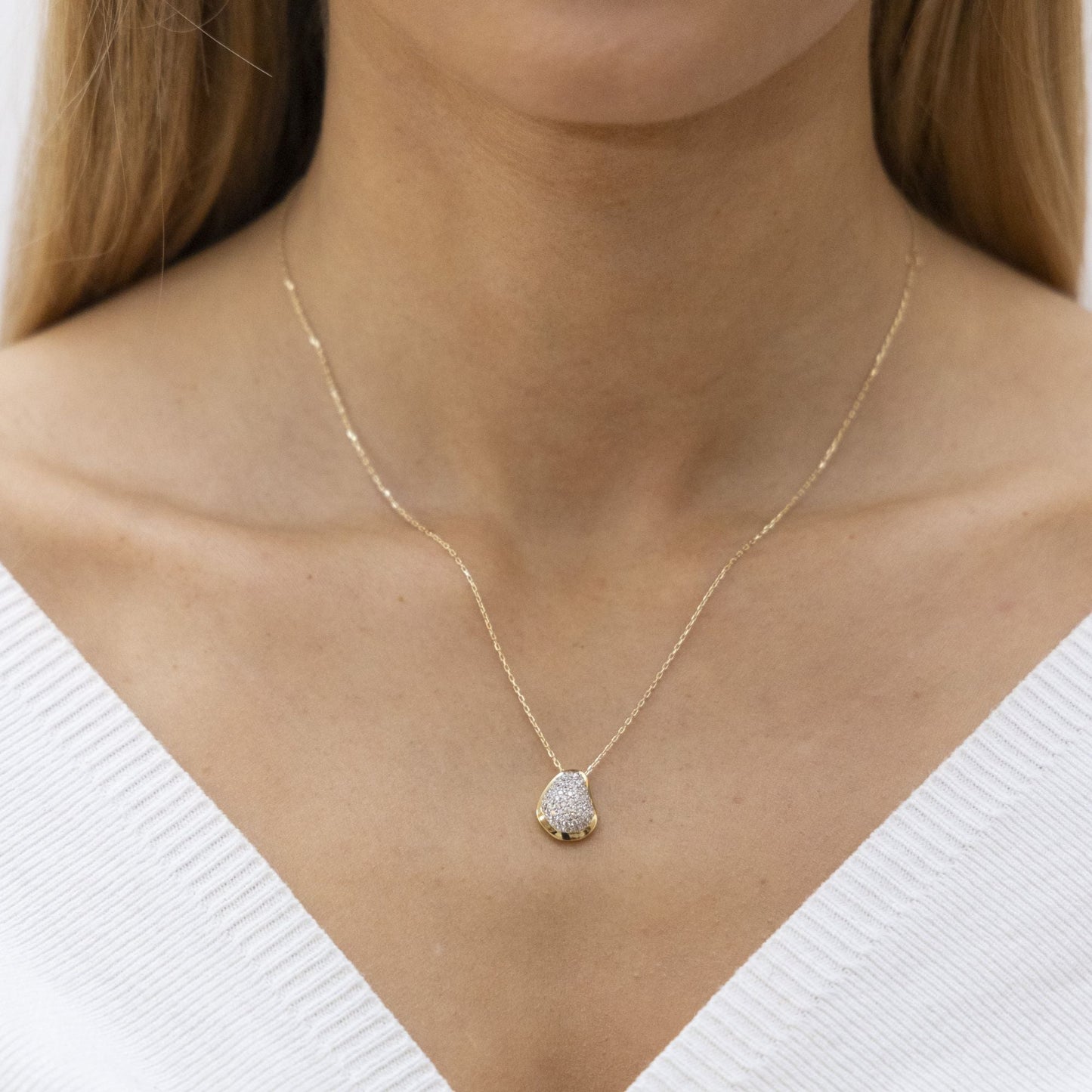 Halskette Ankerkette 333/- Gold rhodiniert (teil) 45,0cm Zirkonia