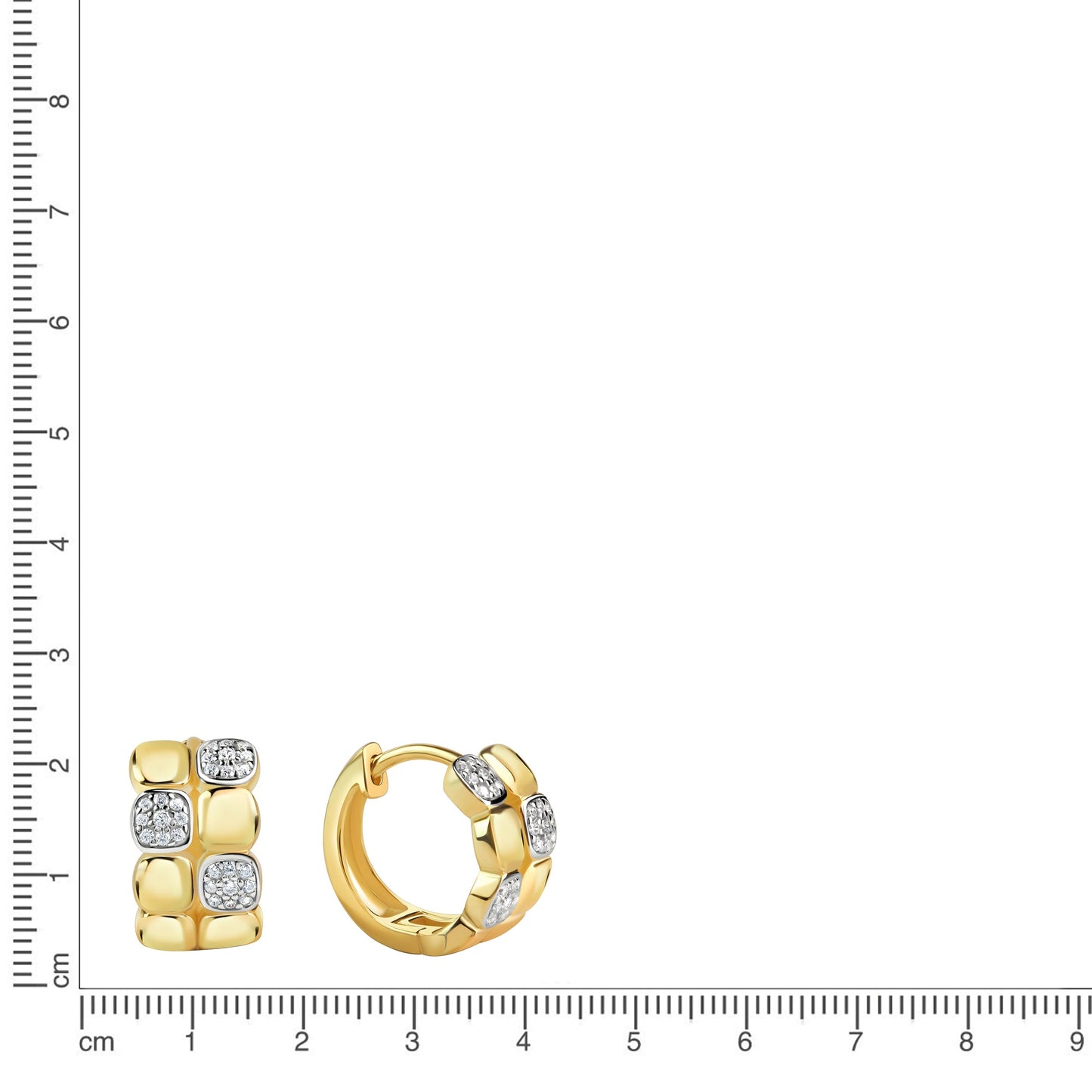 Klappcreolen 925/- Sterling Silber rhodiniert (teil) 1,6cm Zirkonia