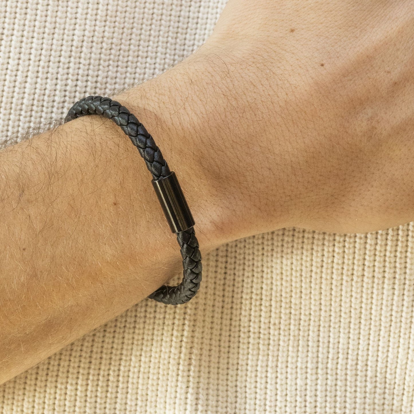 Armband Lederband Edelstahl 21cm