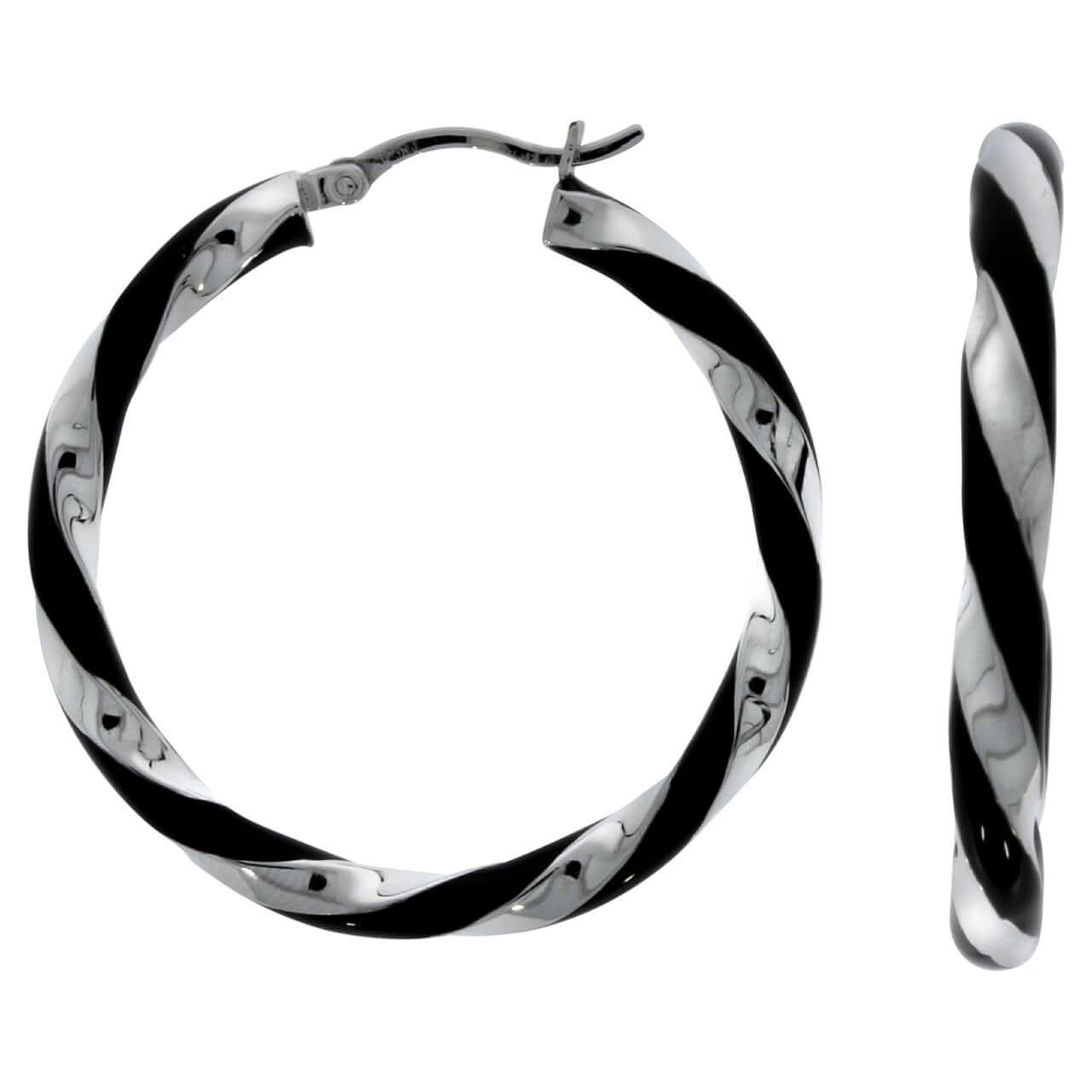 Schmuck Creolen Ohrringe Damen 925 Silber rhodiniert Lack schwarz 3,7cm, 1 Paar günstig kaufen