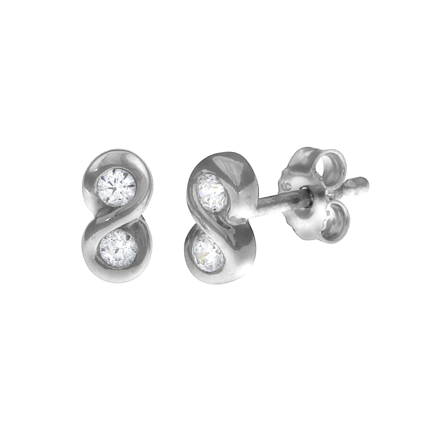 Ohrstecker 925/- Sterling Silber rhodiniert 0,75cm Zirkonia