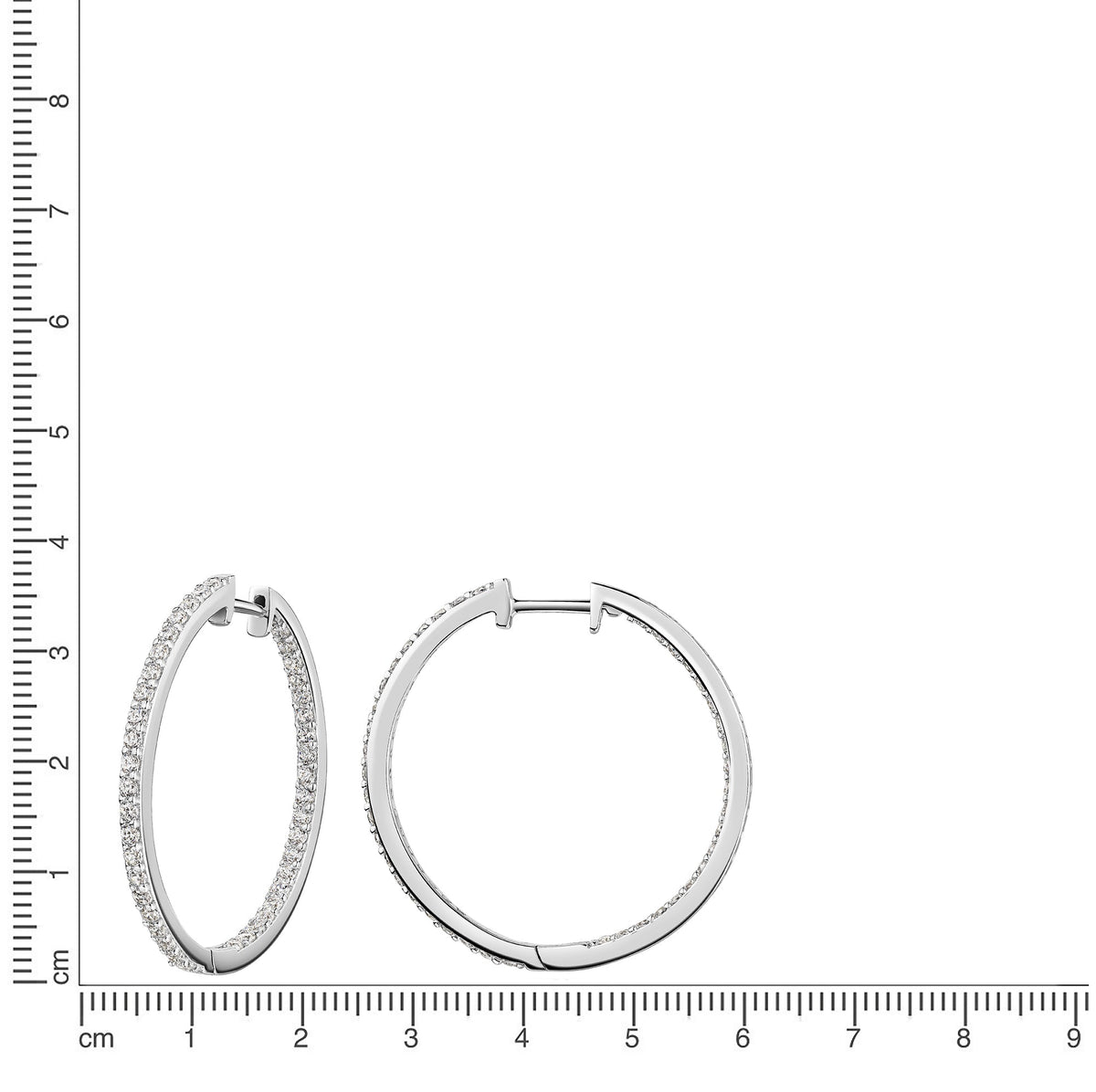 Creolen 925 Sterling Silber rhodiniert Zirkonia 925/- Sterling Silber rhodiniert 3cm Zirkonia