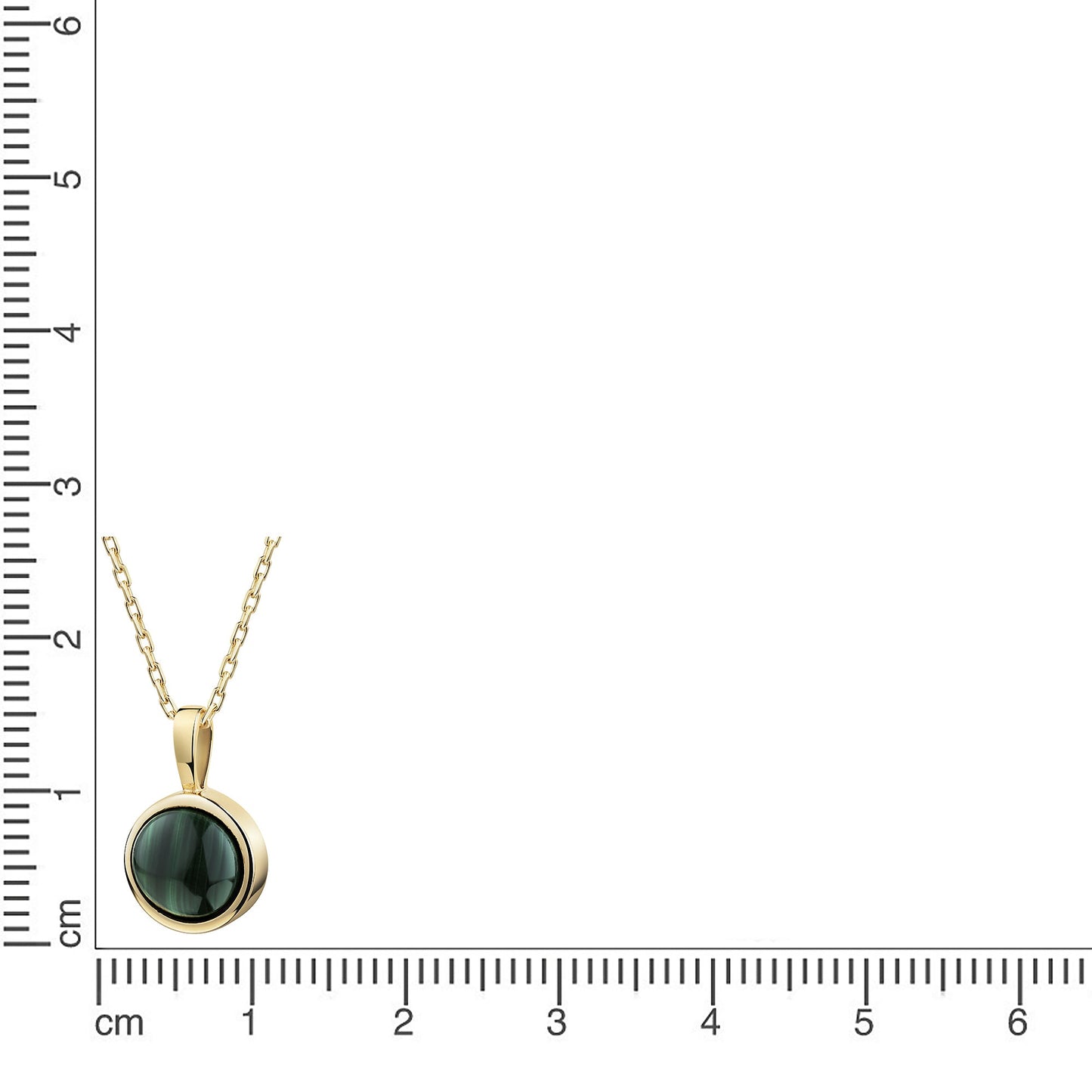 Anhänger mit Kette 375 Gelbgold Malachit Ankerkette 375/- Gold 42cm Malachit