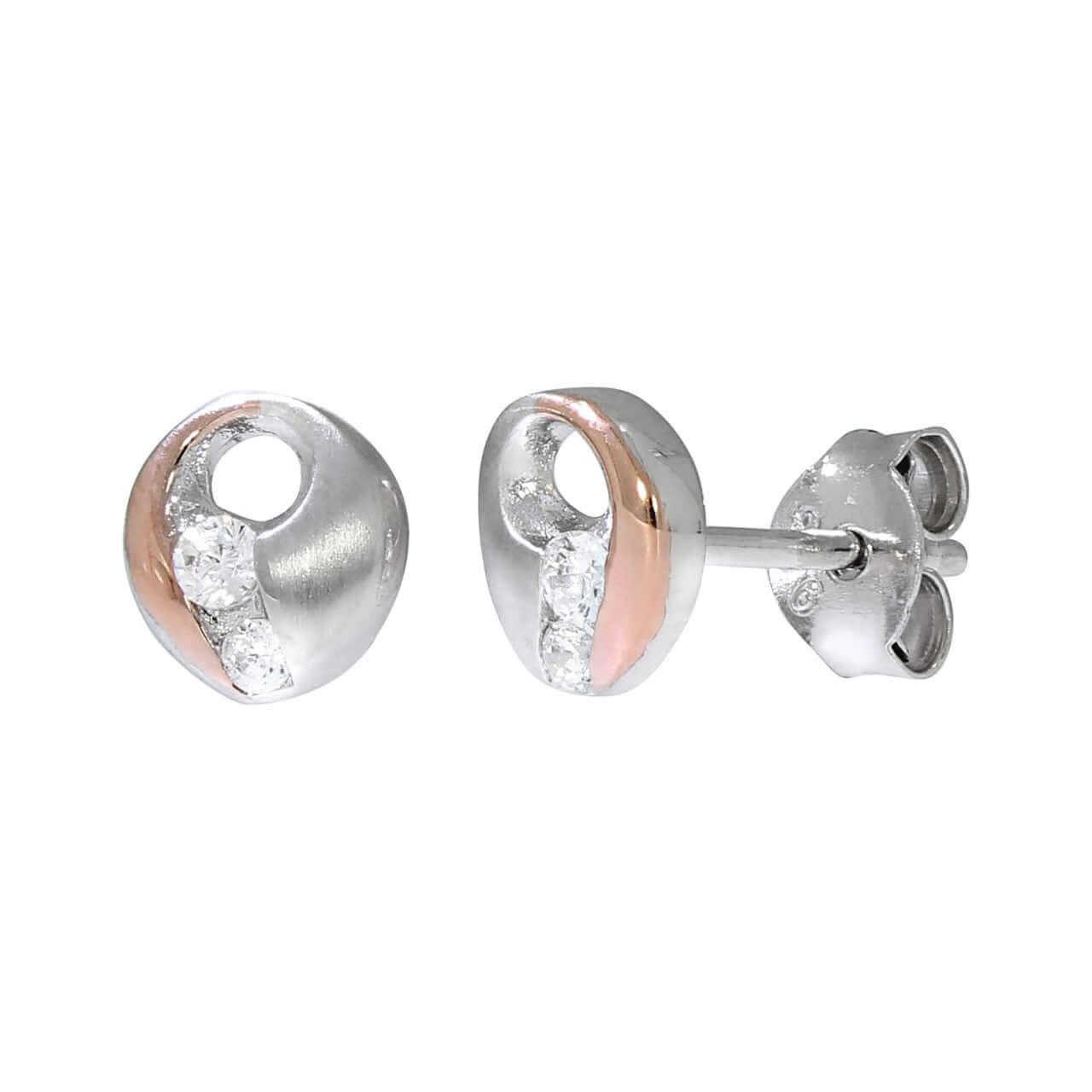 Schmuck Ohrstecker Damen 925 Silber zweifarbig rose Zirkonia 0,7cm, 1 Paar günstig kaufen