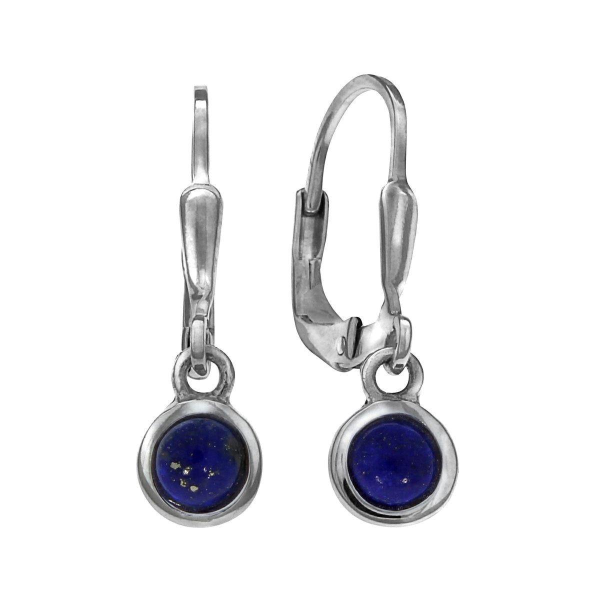 Ohrringe 925 Sterling Silber rhodiniert mit Lapis 4mm