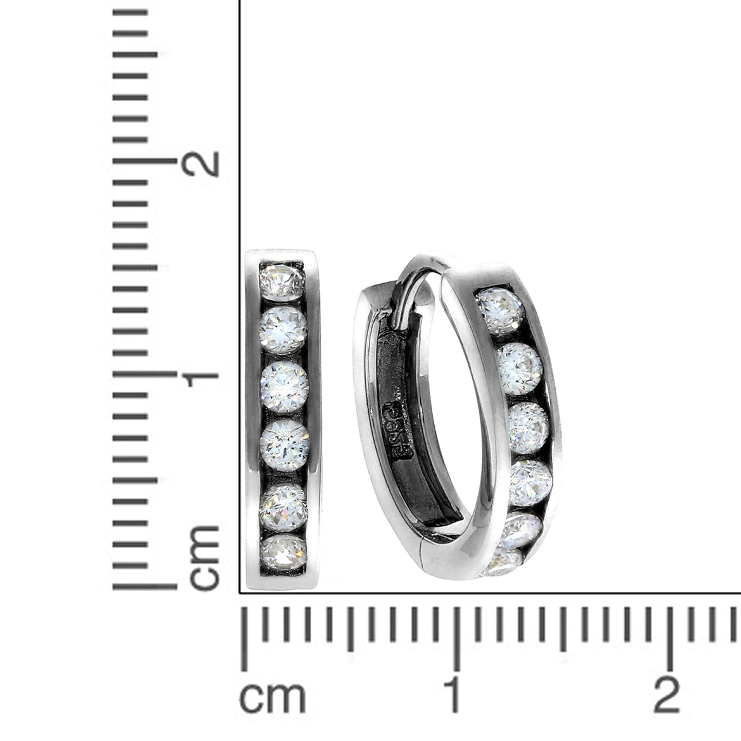 Creolen 925/- Sterling Silber rhodiniert 1,6cm Zirkonia