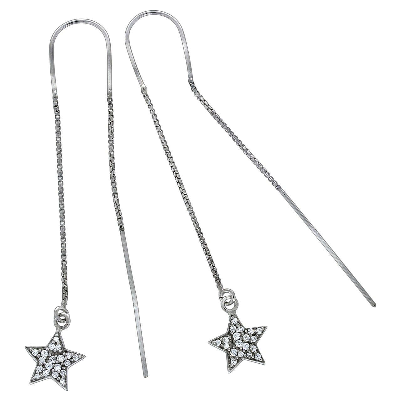 Schmuck Durchzieh-Ohrringe 925er Sterling Silber Sterne 13,5cm, 1 Paar günstig kaufen