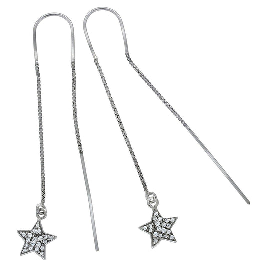 Schmuck Durchzieh-Ohrringe 925er Sterling Silber Sterne 13,5cm, 1 Paar günstig kaufen