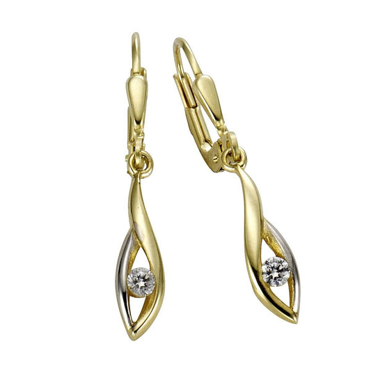 Schmuck Ohrhänger Ohrringe 333er Gold zweifarbig 2x Zirkonia weiß 3cm, 1 Paar günstig kaufen