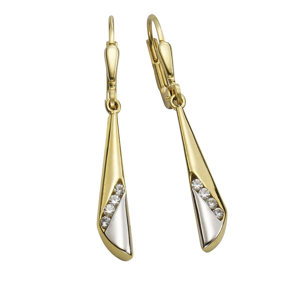 Ohrhänger 333/- Gold 3,5cm Zirkonia