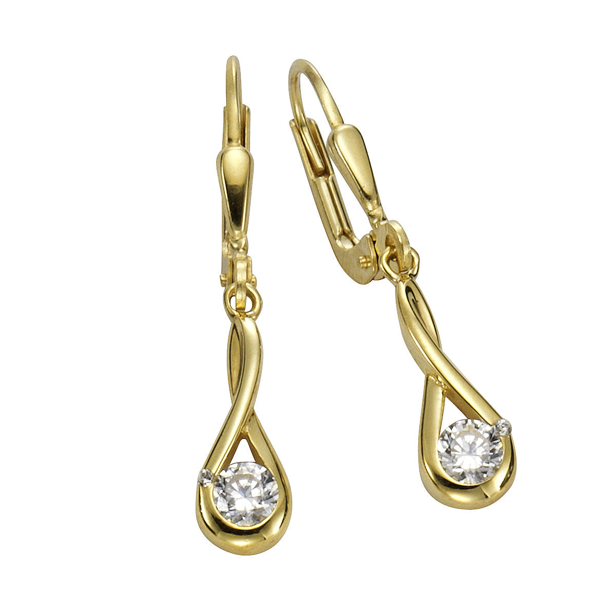 Ohrhänger 333/- Gold 3,4cm Zirkonia
