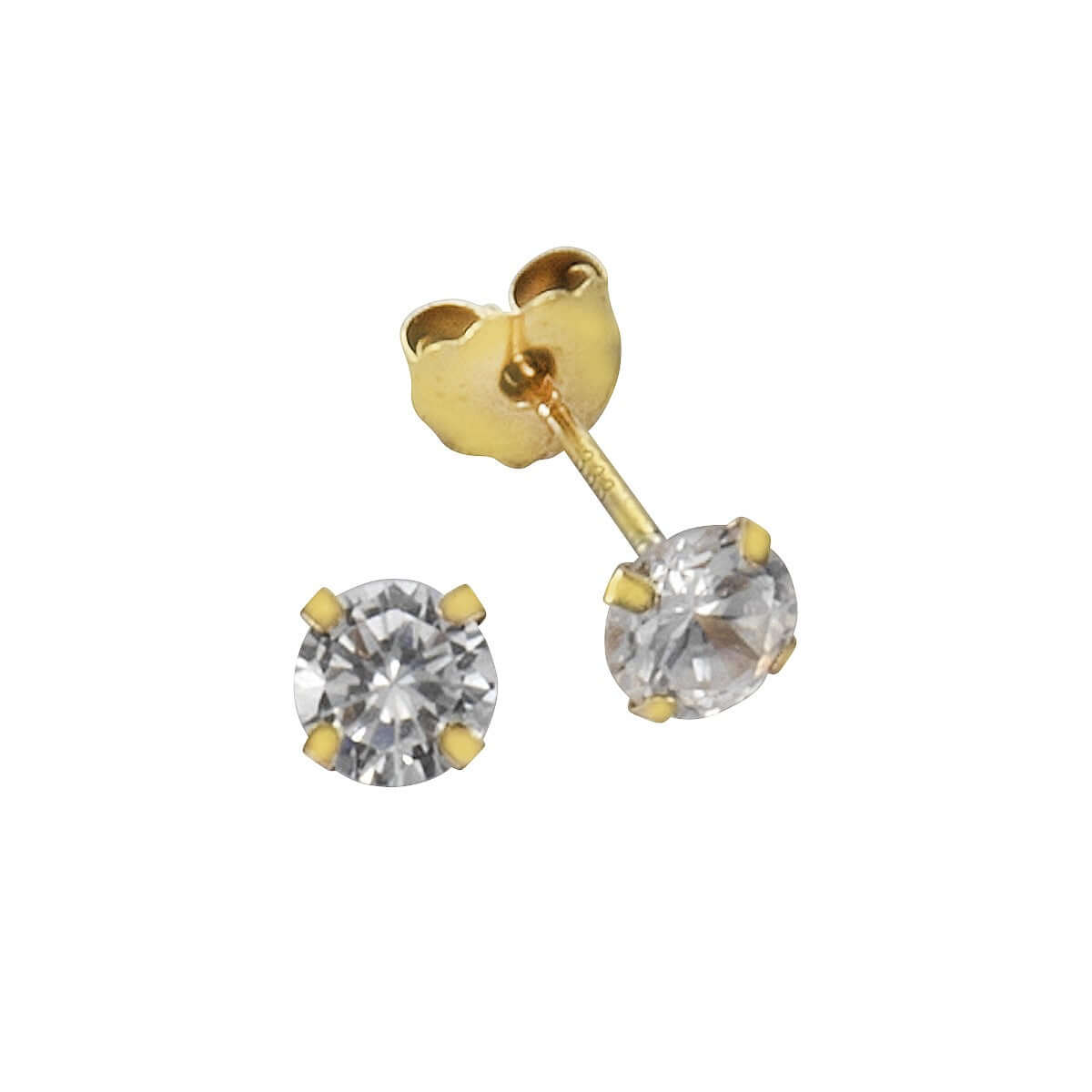 Schmuck Ohrstecker Damen 333 Gold Zirkonia weiß 4mm 0,4cm, 1 Paar günstig kaufen