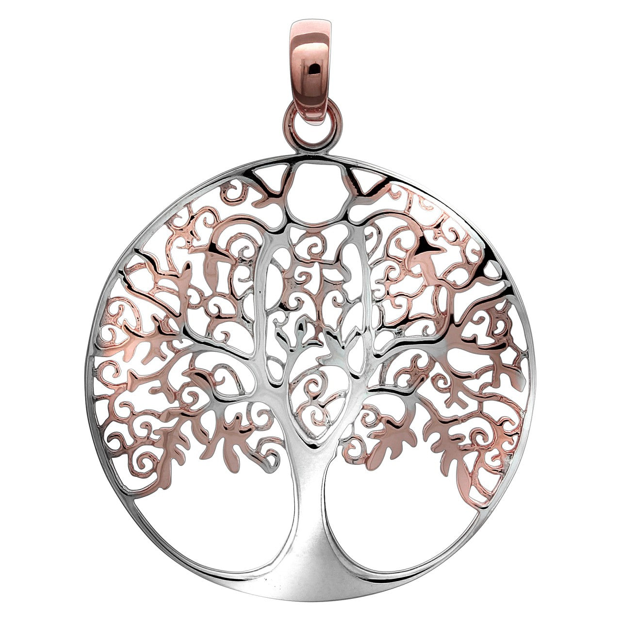 Schmuck Halsketten-Anhänger Damen Silber 925 zweifarbig Lebensbaum 4,2cm günstig kaufen