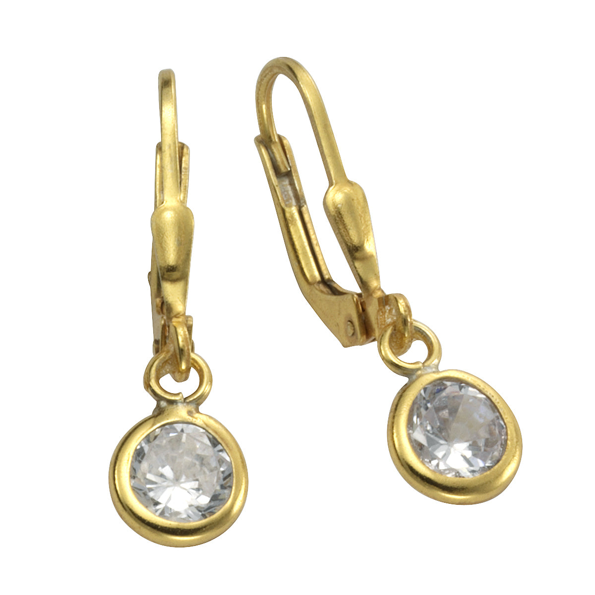 Ohrhänger 925/- Sterling Silber vergoldet 2,5cm Zirkonia