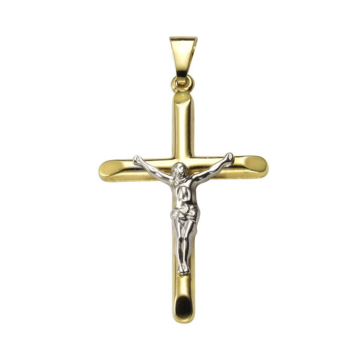 Schmuck Halsketten-Anhänger Unisex 333 Gold zweifarbig Motiv Kreuz 3,4cm günstig kaufen