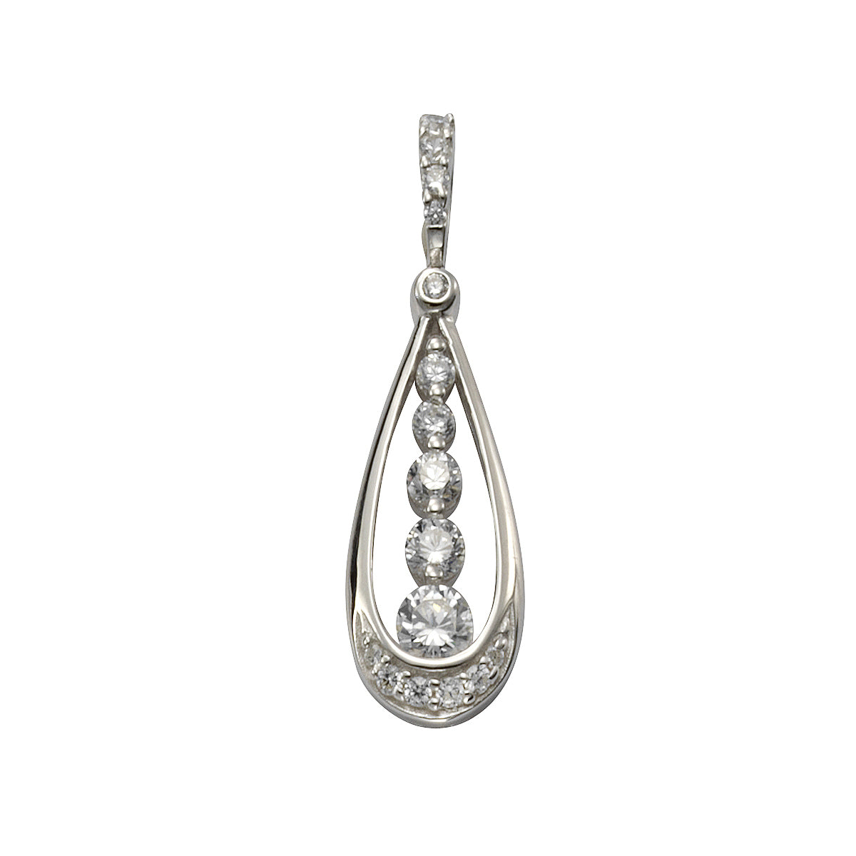 Anhänger 925/- Sterling Silber rhodiniert 2,8cm Zirkonia
